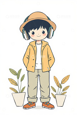 戴耳机的男孩休闲形象