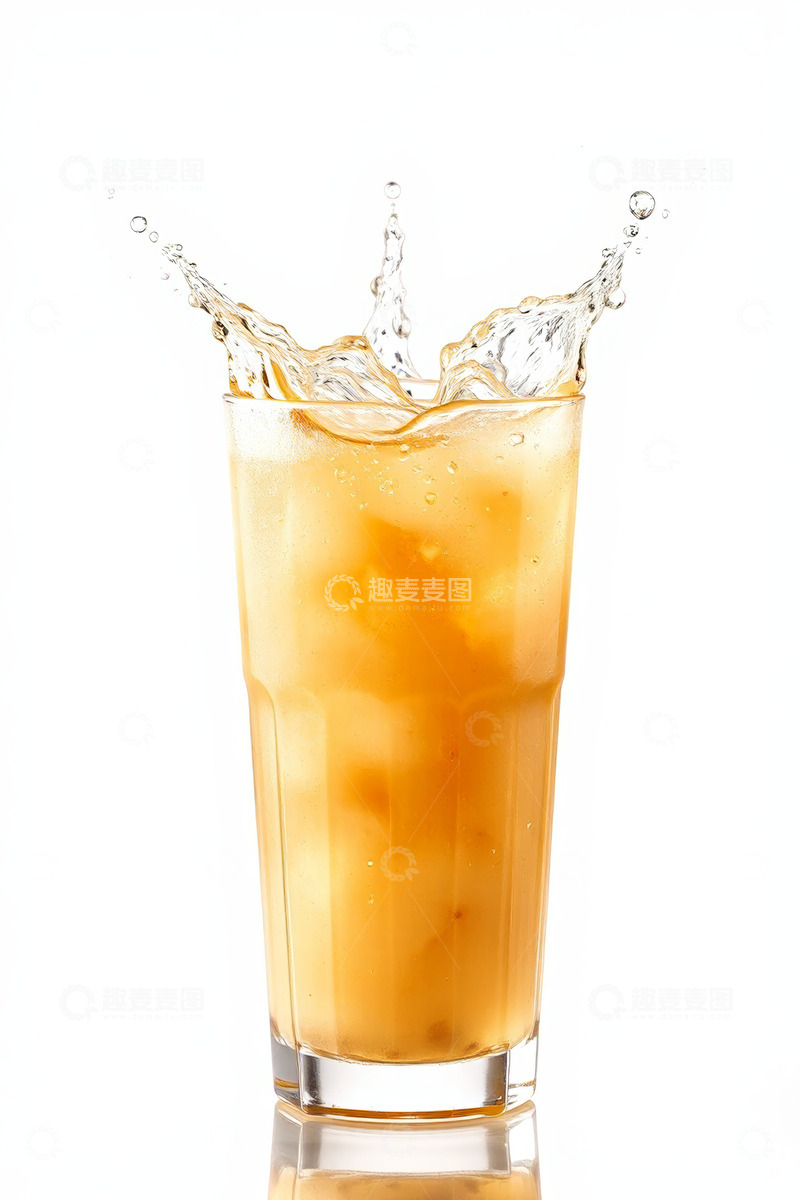 高清大图下载【趣麦麦图】玻璃杯装橙色饮料液体飞溅