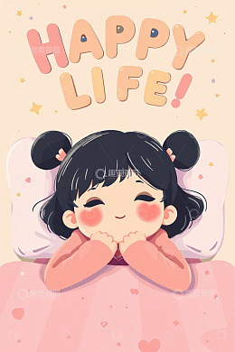 趴着微笑的双马尾小女孩