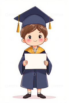 手持证书的卡通毕业学生
