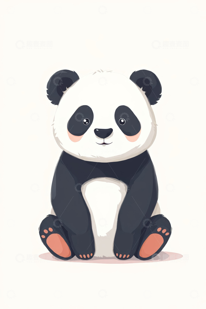 高清大图下载【趣麦麦图】可爱卡通熊猫坐姿形象
