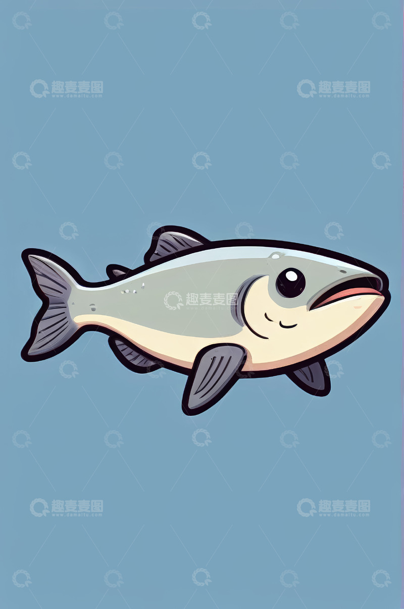 高清大图下载【趣麦麦图】卡通风格鱼类插画