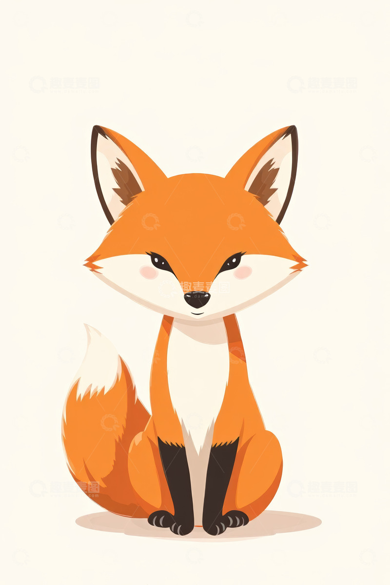 高清大图下载【趣麦麦图】卡通狐狸坐立形象