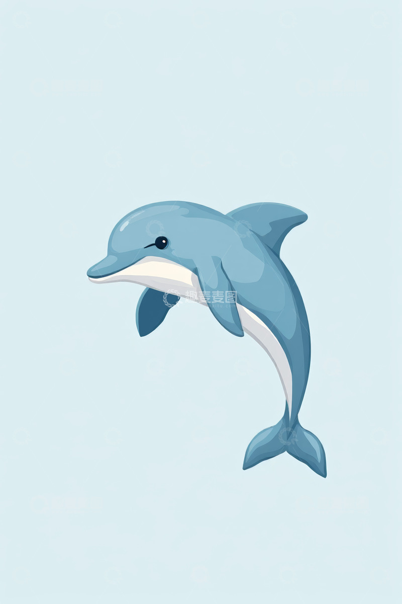 高清大图下载【趣麦麦图】跃出水面的卡通海豚