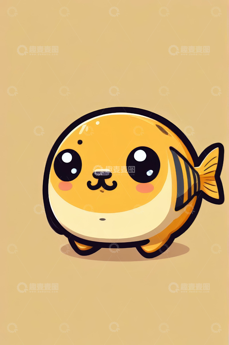 高清大图下载【趣麦麦图】可爱卡通小鱼插画素材
