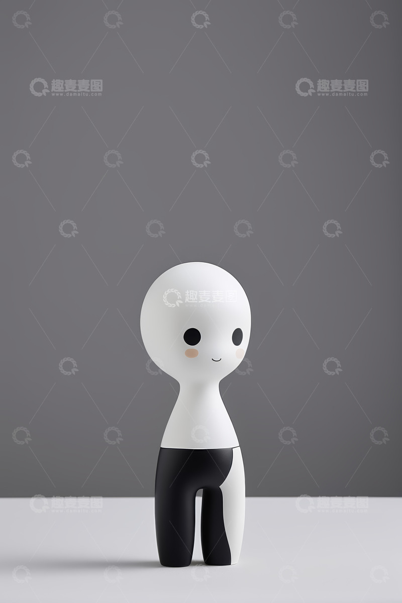 高清大图下载【趣麦麦图】白色卡通小人摆放在灰色背景