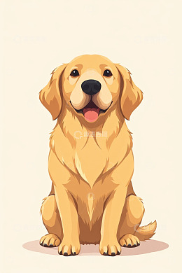 坐着的卡通金毛犬