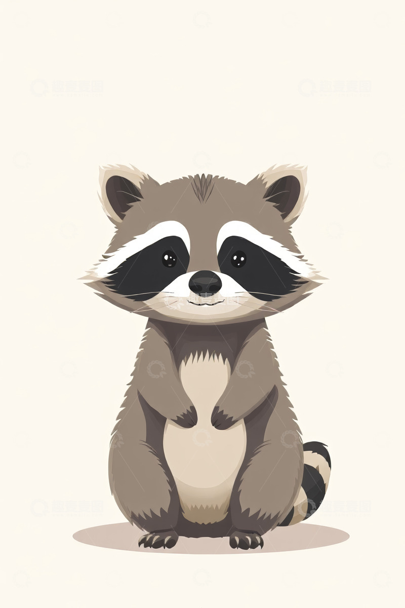 高清大图下载【趣麦麦图】可爱浣熊卡通形象插画