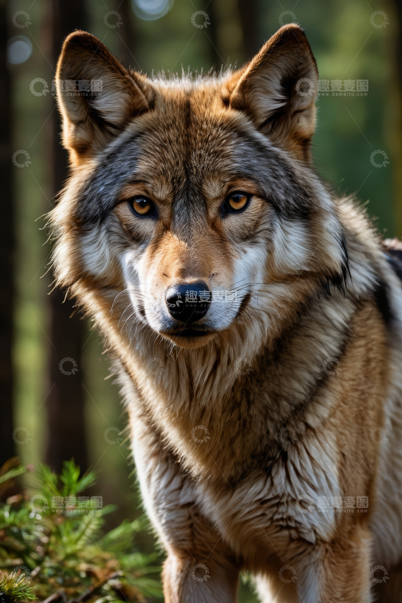 高清大图下载【趣麦麦图】森林中的狼特写