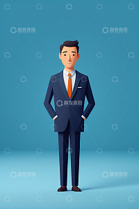 卡通风格西装男人站姿形象