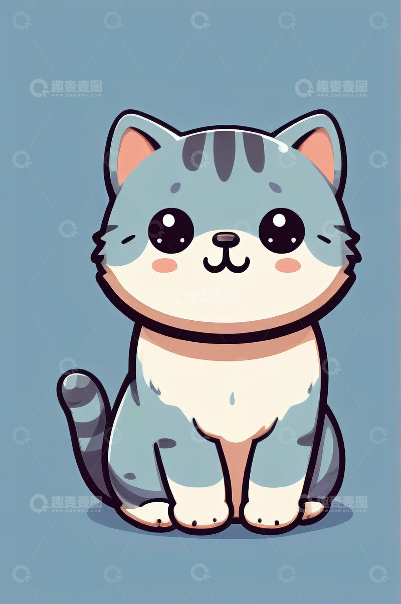 高清大图下载【趣麦麦图】可爱卡通猫咪坐姿形象