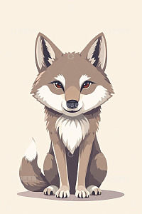 卡通狐狸正坐插画