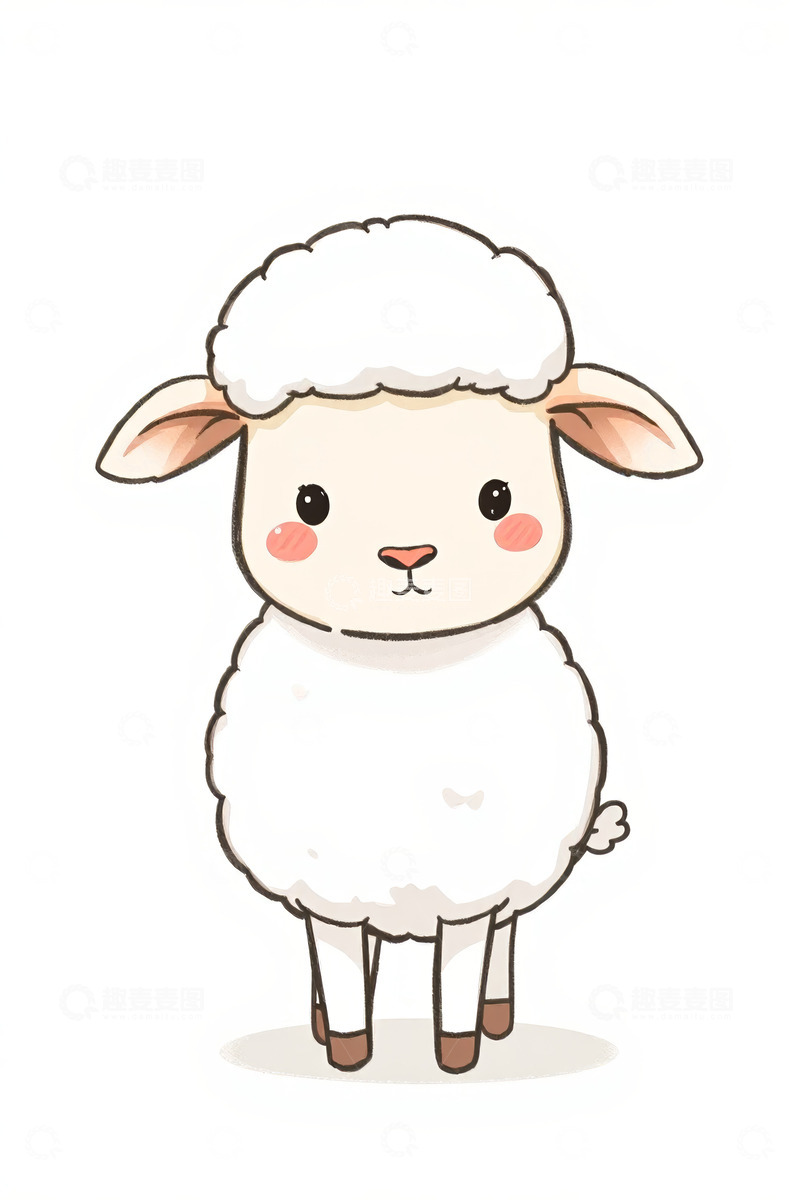 高清大图下载【趣麦麦图】可爱卡通小羊插画