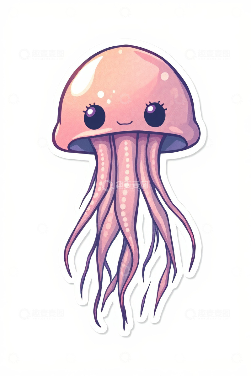 高清大图下载【趣麦麦图】卡通水母插画素材