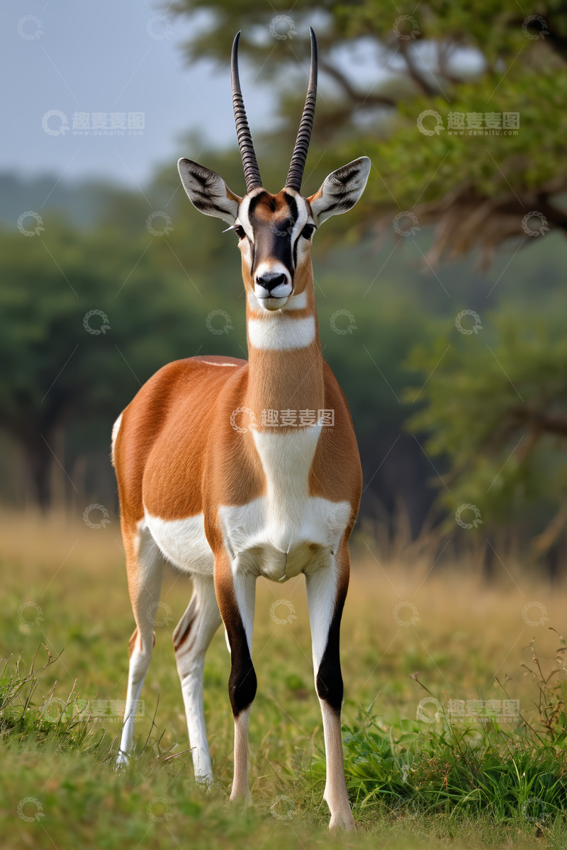 高清大图下载【趣麦麦图】草原上站立的羚羊特写