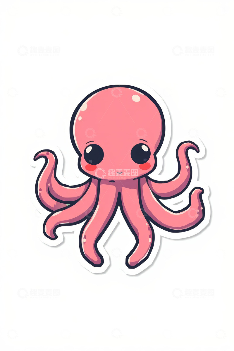 高清大图下载【趣麦麦图】可爱卡通粉色章鱼图案