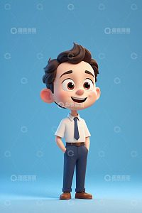 卡通男性人物微笑站立形象