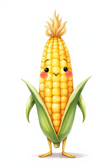 卡通拟人甜玉米形象插画