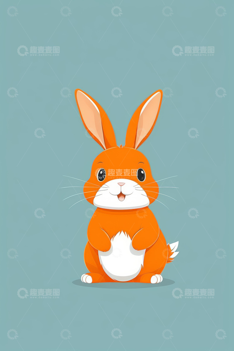 高清大图下载【趣麦麦图】橙色卡通兔子形象素材
