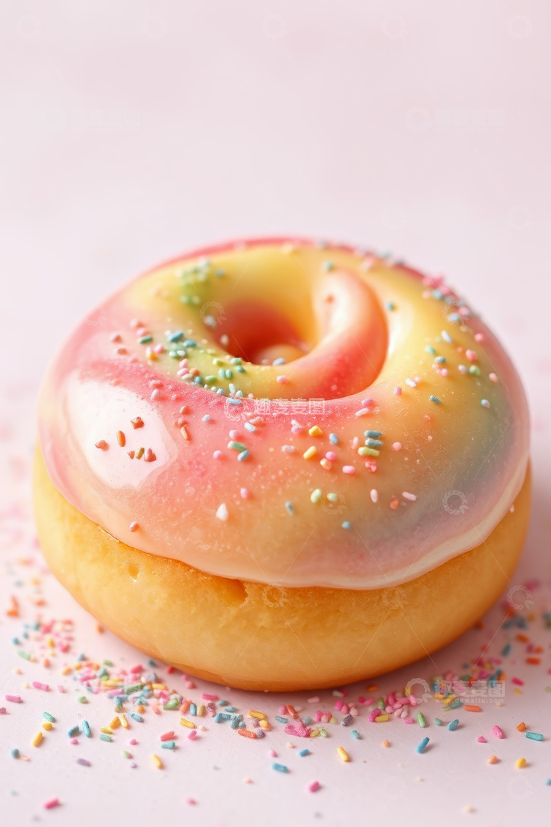 高清大图下载【趣麦麦图】彩色糖霜甜甜圈特写
