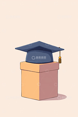 礼盒上的学士帽毕业素材