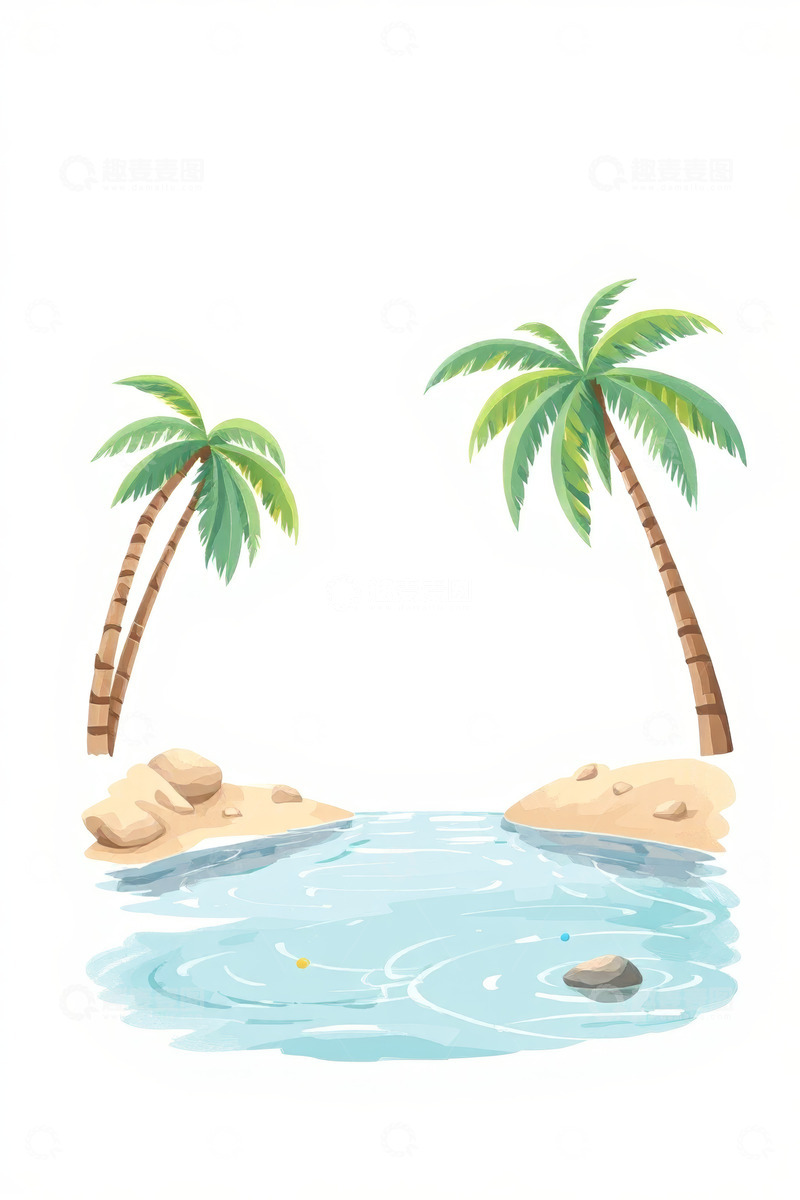 高清大图下载【趣麦麦图】热带海边棕榈树自然风光