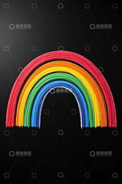 黑色背景上的手绘彩虹图案