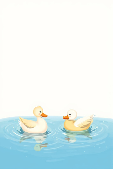 两只鸭子水中游插画素材