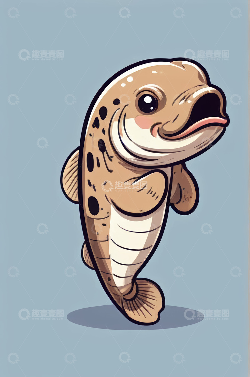 高清大图下载【趣麦麦图】卡通鱼形象插画