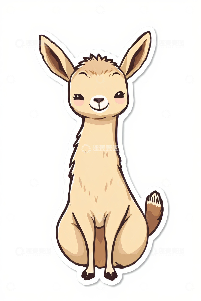 高清大图下载【趣麦麦图】卡通坐姿小羊驼插画素材