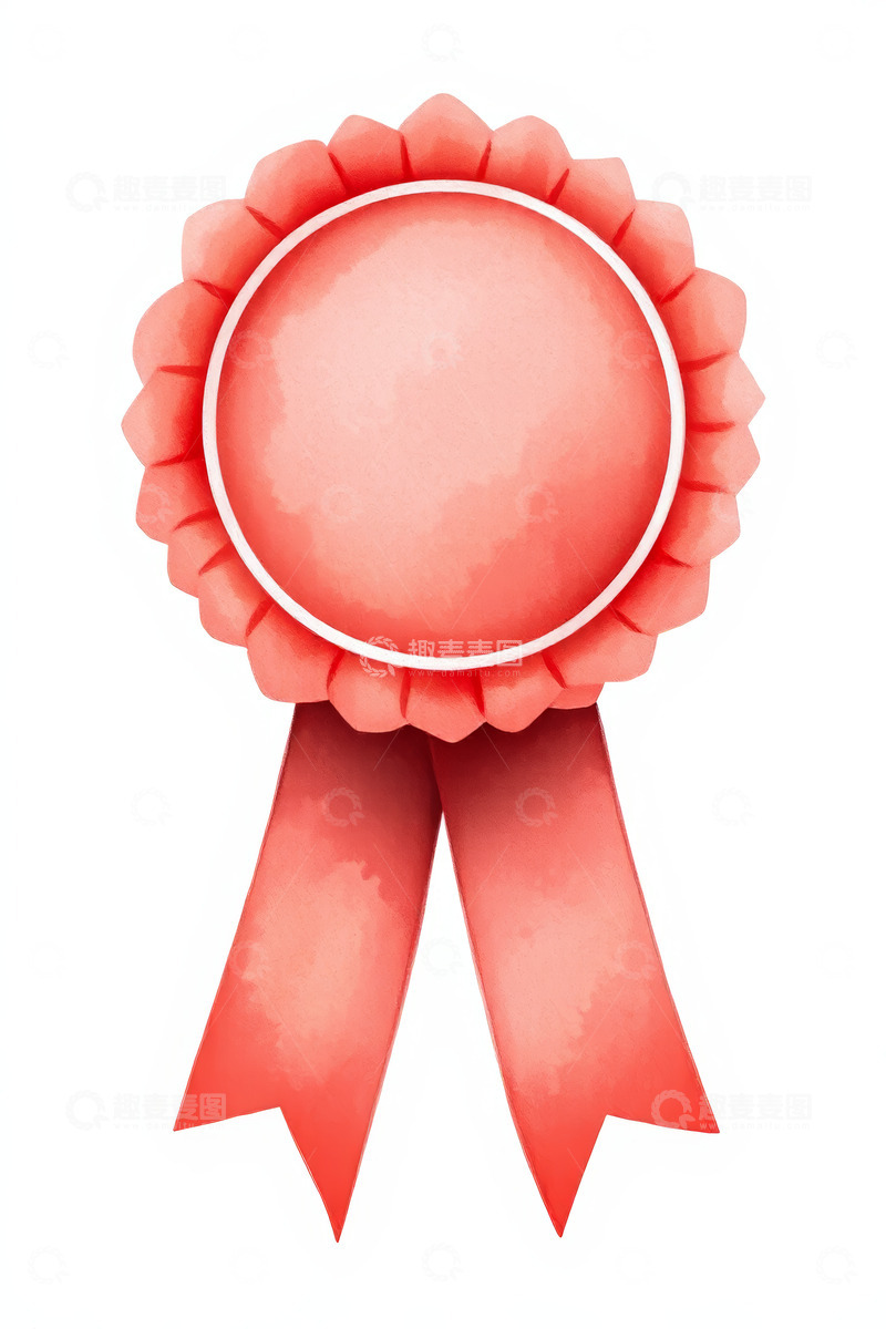 高清大图下载【趣麦麦图】红色水彩风格奖章图标