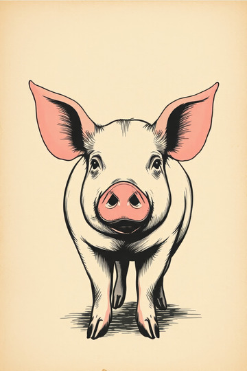 卡通风格猪的正面形象