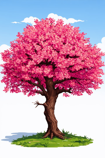 盛开的粉色樱花树