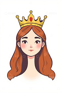 戴皇冠的卡通女孩头像