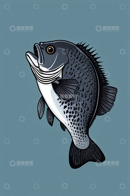 卡通风格黑色鱼类插画
