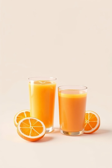 两杯橙汁与橙子切片静物