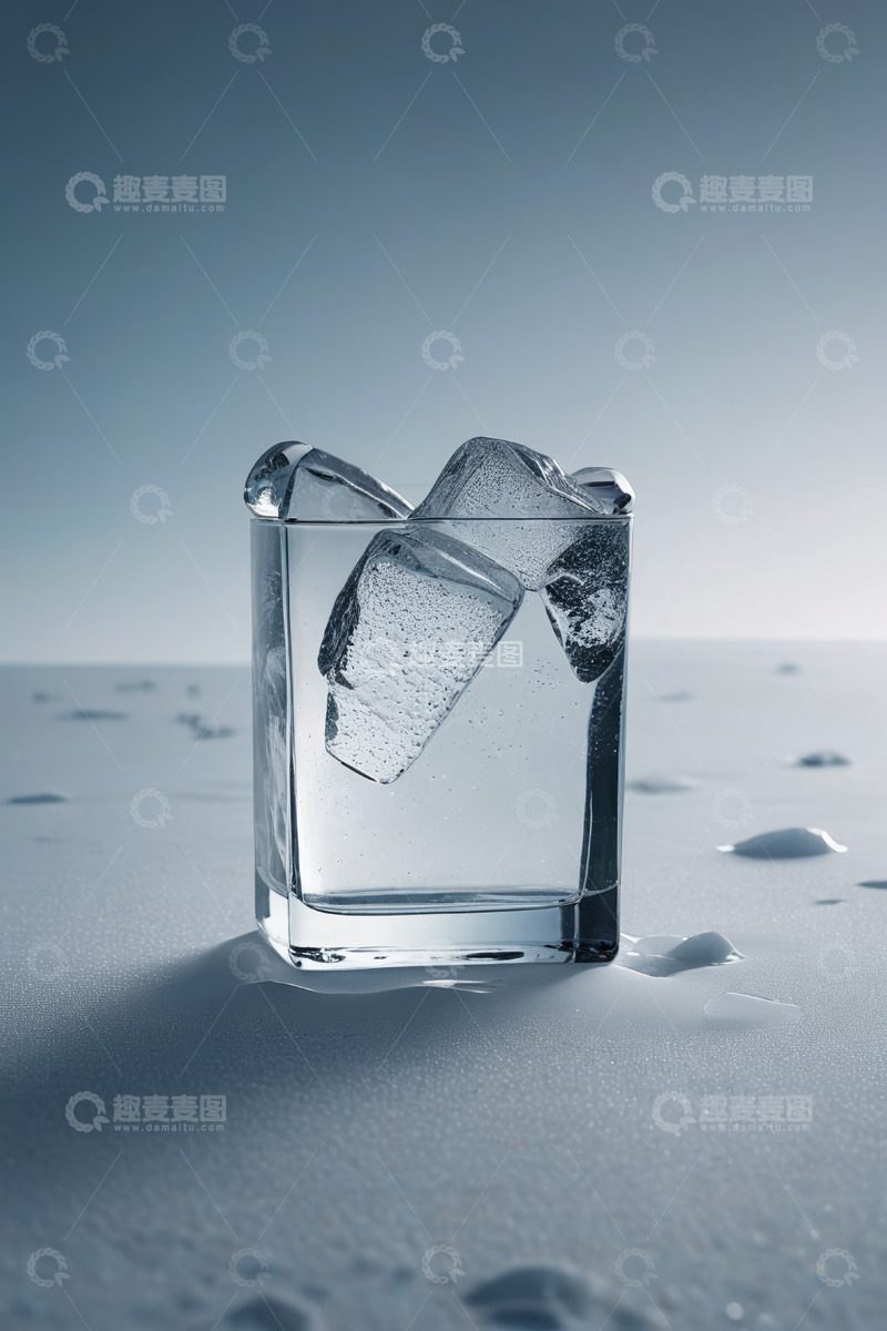 高清大图下载【趣麦麦图】玻璃杯中的冰块和液体
