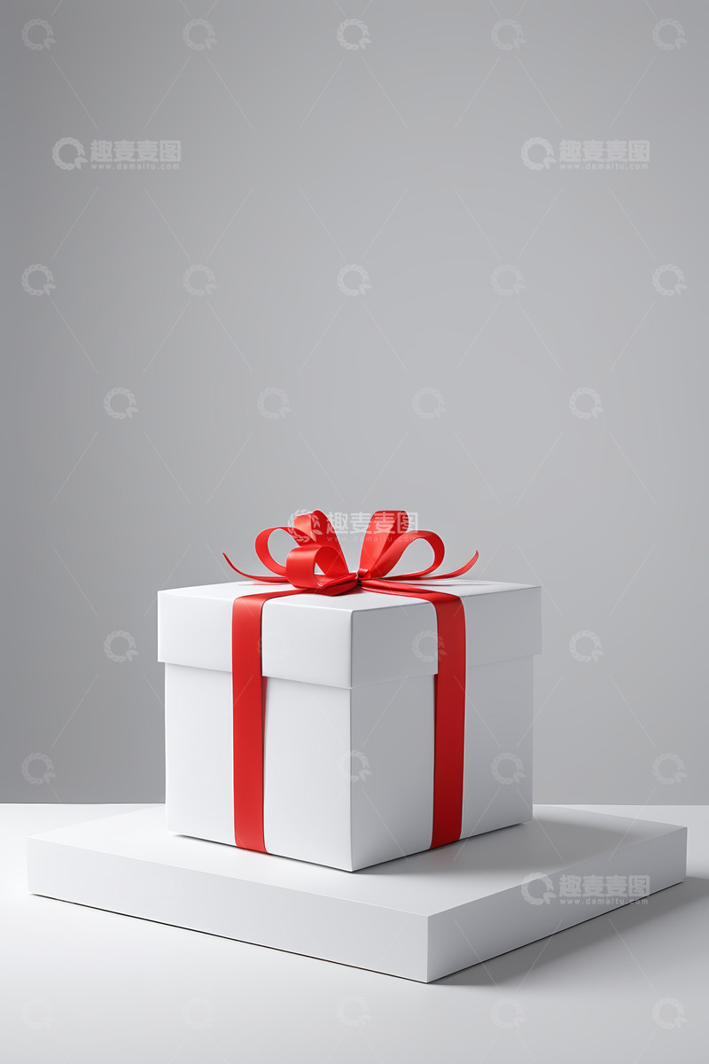 高清大图下载【趣麦麦图】白色礼盒配红色蝴蝶结