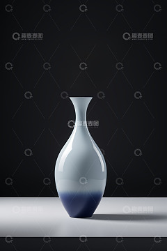 蓝白渐变花瓶静物素材