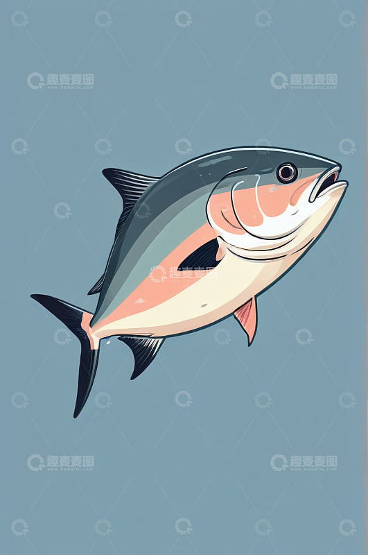 卡通风格海洋鱼类插画