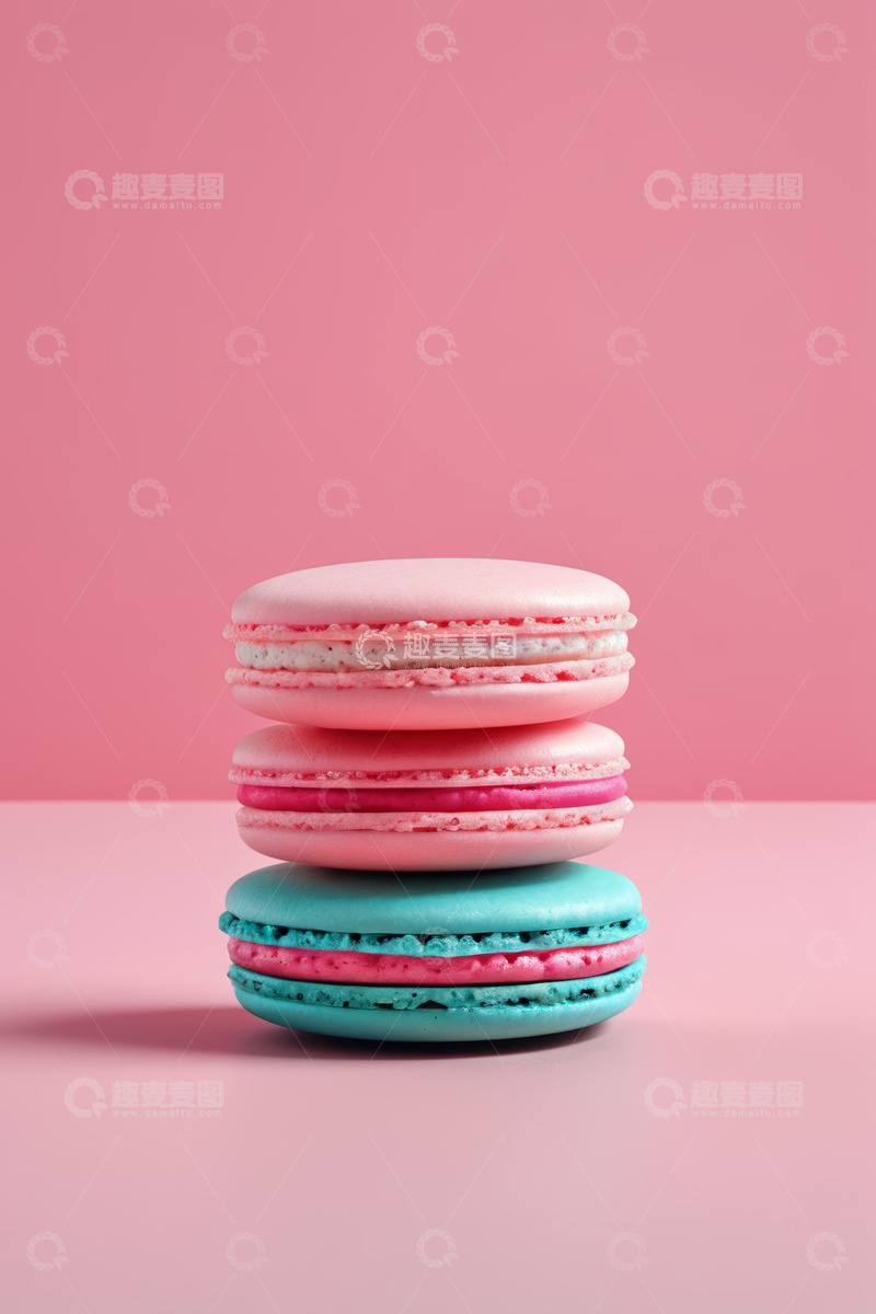 高清大图下载【趣麦麦图】堆叠的彩色马卡龙甜点