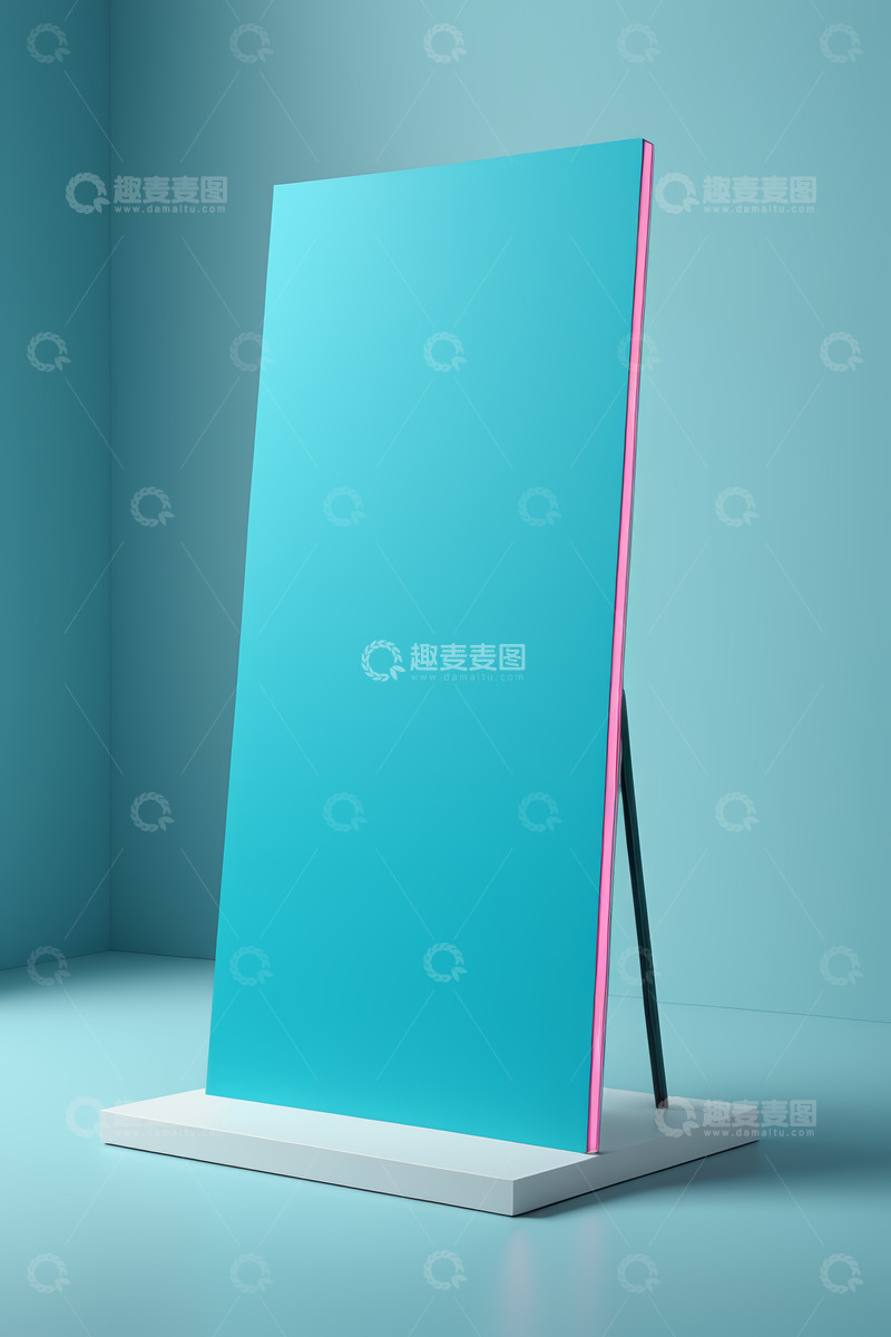 高清大图下载【趣麦麦图】蓝色立式展示牌素材