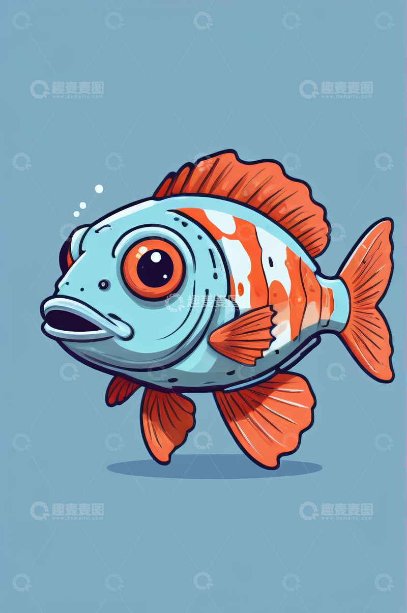 高清大图下载【趣麦麦图】卡通鱼形象插画素材
