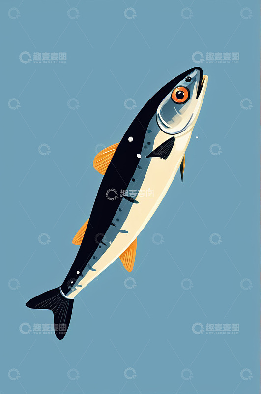 卡通风格海洋鱼类插画素材
