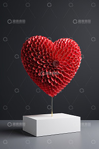 红色心形立体装饰摆件