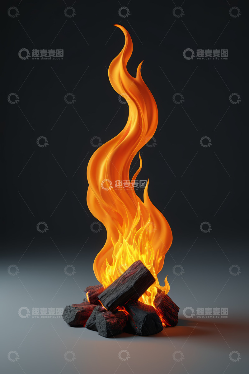 高清大图下载【趣麦麦图】燃烧的篝火火焰特写