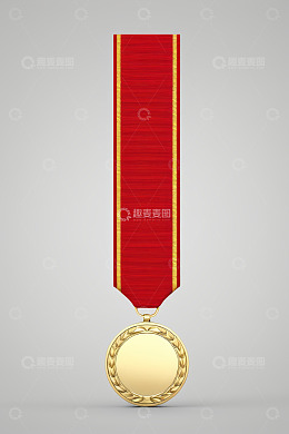 金色奖牌配红色绶带