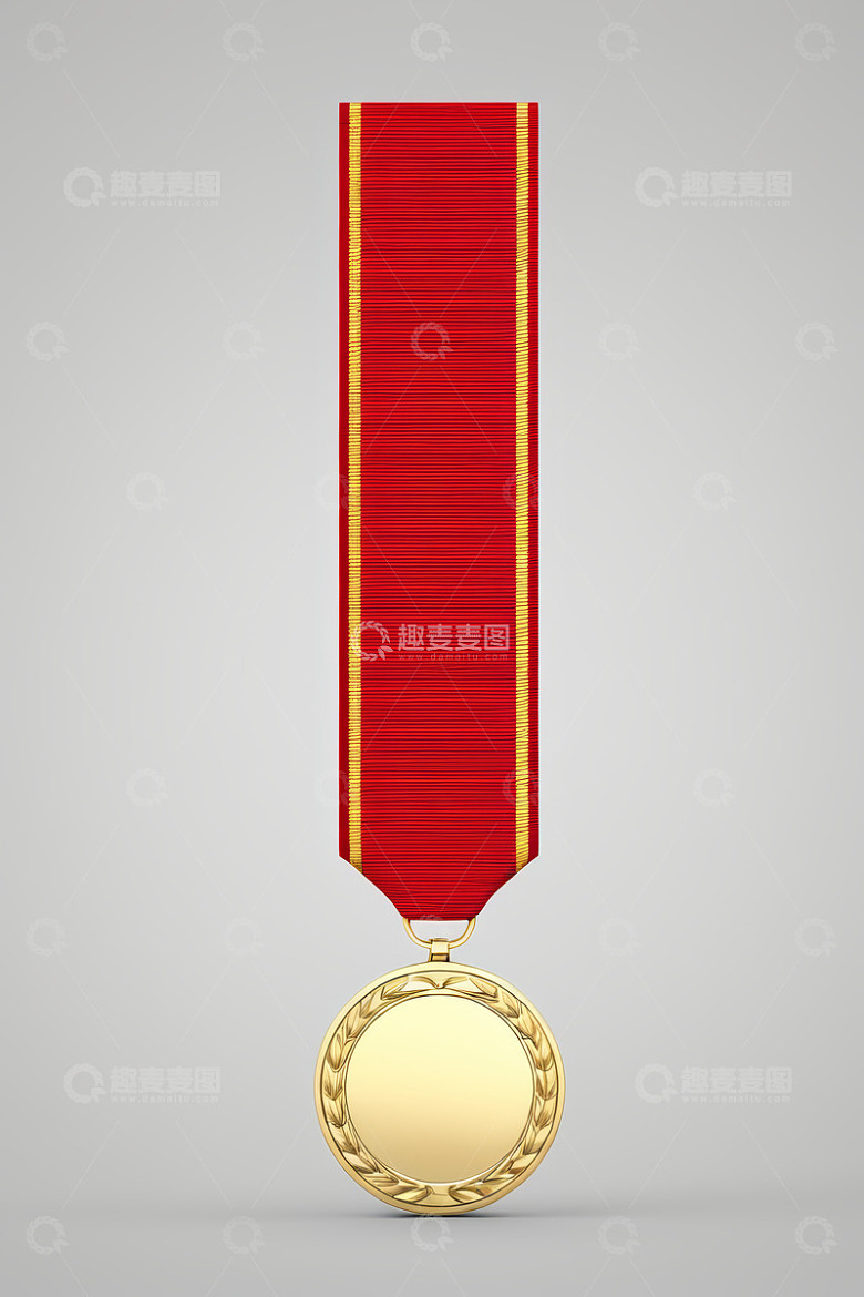 金色奖牌配红色绶带