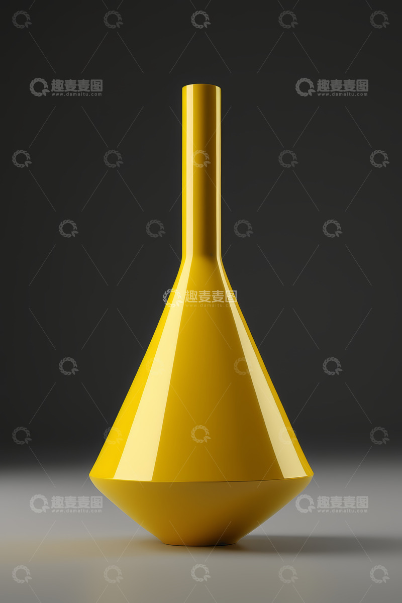 高清大图下载【趣麦麦图】黄色锥形花瓶静物特写