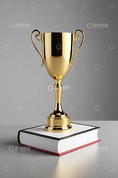 书本上的金色奖杯